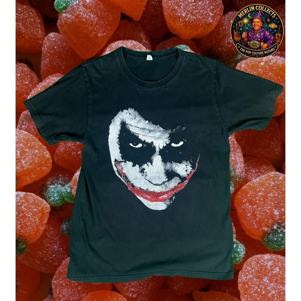 The Joker Dark Knight Heath Ledger Graphic T-Shirt Black Mens Small DC Comics